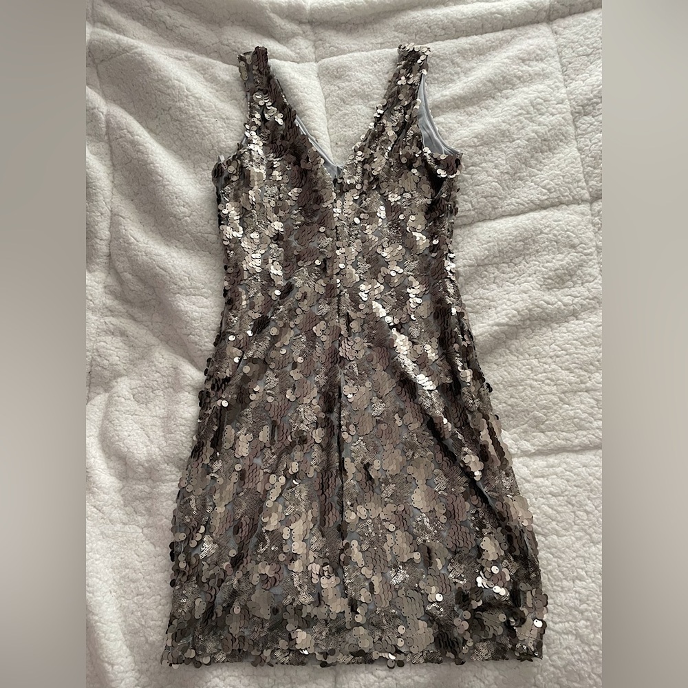 Womens V-Neck Mini Sequence Dress.